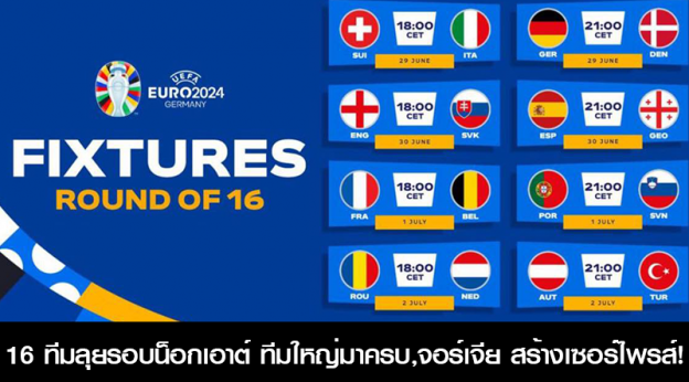 คอนเฟิร์ม 16 ทีมลุยรอบน็อกเอาต์ ยูโร 2024 ทีมใหญ่มาครบ, จอร์เจีย สร้างเซอร์ไพรส์!